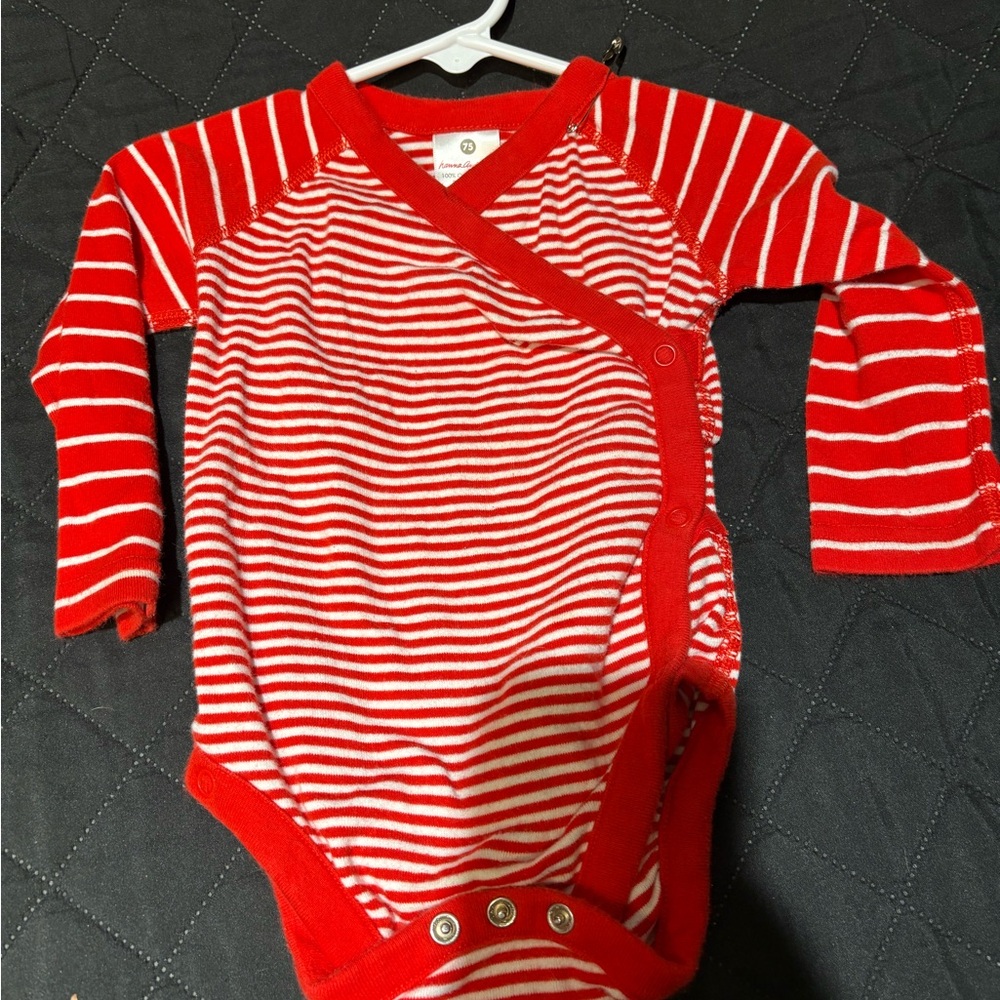 Hanna Andersson Red and White Striped Long-Sleeve One-Piece